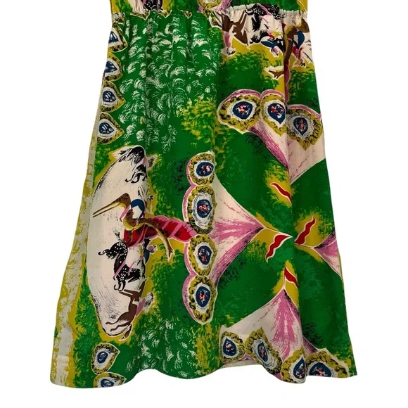 Moulinette Soeurs Anthropologie Silk Panoply Carousel Horse Print Dress Size 10 - Picture 3 of 11
